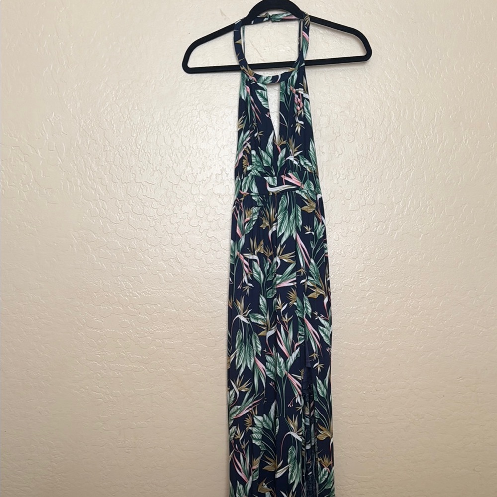 Tropical Halter Maxi Dress